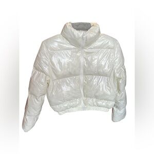 SHEIN Glossy Off-white Puffer Jacket